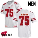 Men's Wisconsin Badgers NCAA #75 Micha Kapoi White Authentic Under Armour Big & Tall Stitched College Football Jersey QG31W70MJ